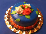tarta pastel fondant sugarpaste cake barcelona azul flores azucar pastel 