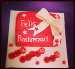 tarta pastel fondant sugarpaste cake barcelona red gift lace moño  regalo
