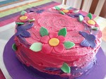 tarta pastel barcelona chocolate rosa violeta morado flores